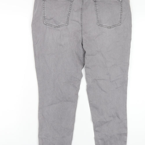 TU Womens Grey Cotton Skinny Jeans Size 16 L27 in Regular Zip
