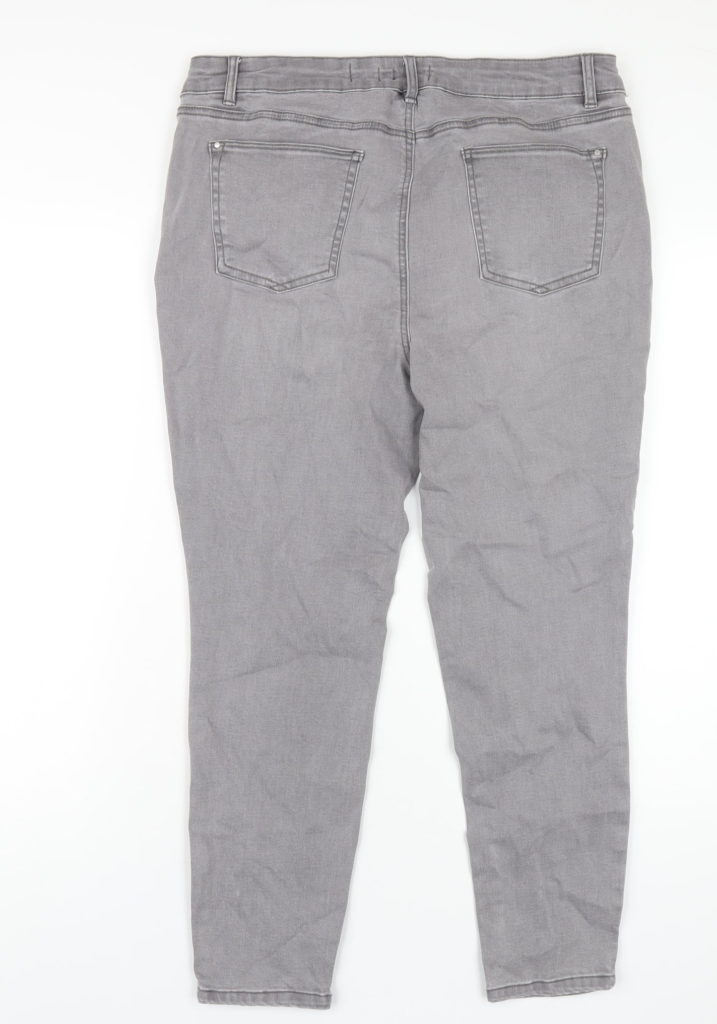 TU Womens Grey Cotton Skinny Jeans Size 16 L27 in Regular Zip
