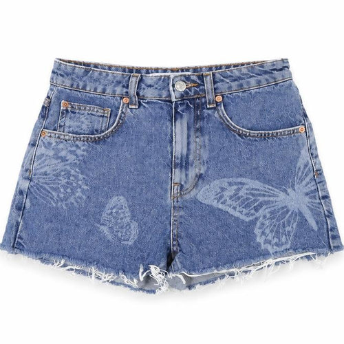 Denim & Co. Womens Blue Cotton Cut-Off Shorts Size 8 Regular Zip