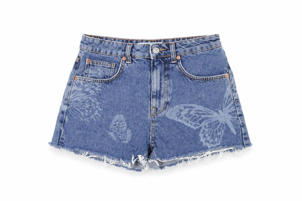 Denim & Co. Womens Blue Cotton Cut-Off Shorts Size 8 Regular Zip