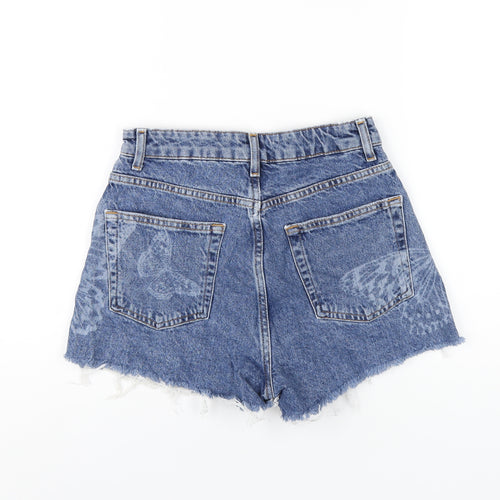 Denim & Co. Womens Blue Cotton Cut-Off Shorts Size 8 Regular Zip