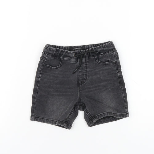 NEXT Boys Black Cotton Bermuda Shorts Size 2 Years Regular Drawstring