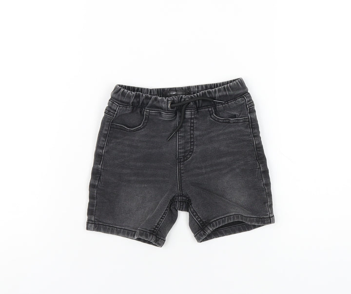 NEXT Boys Black Cotton Bermuda Shorts Size 2 Years Regular Drawstring