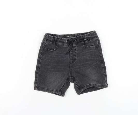 NEXT Boys Black Cotton Bermuda Shorts Size 2 Years Regular Drawstring