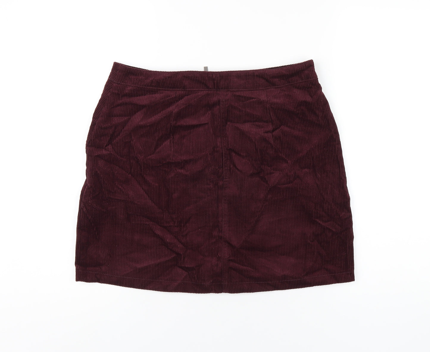 New Look Womens Purple Cotton A-Line Skirt Size 12 Zip