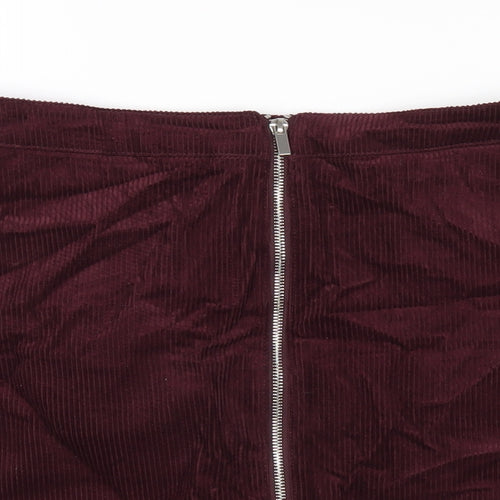 New Look Womens Purple Cotton A-Line Skirt Size 12 Zip