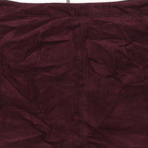 New Look Womens Purple Cotton A-Line Skirt Size 12 Zip