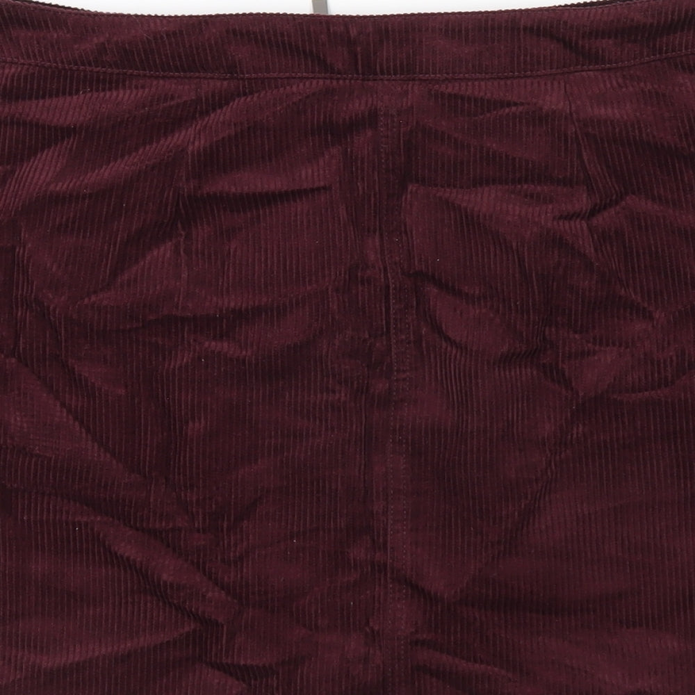 New Look Womens Purple Cotton A-Line Skirt Size 12 Zip