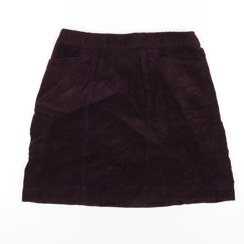 Oasis Womens Purple Cotton A-Line Skirt Size 8 Zip