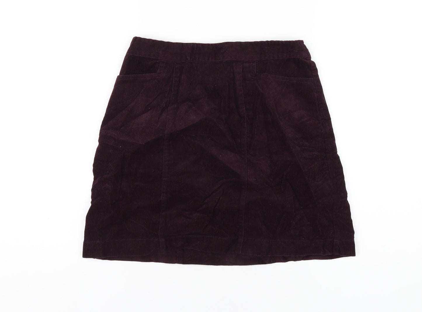 Oasis Womens Purple Cotton A-Line Skirt Size 8 Zip