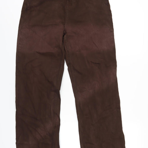Denim & Co. Womens Brown Cotton Wide-Leg Jeans Size 12 L30 in Regular Zip