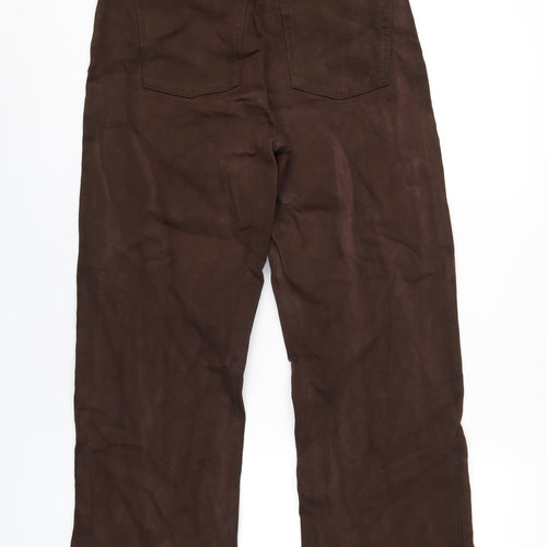 Denim & Co. Womens Brown Cotton Wide-Leg Jeans Size 12 L30 in Regular Zip