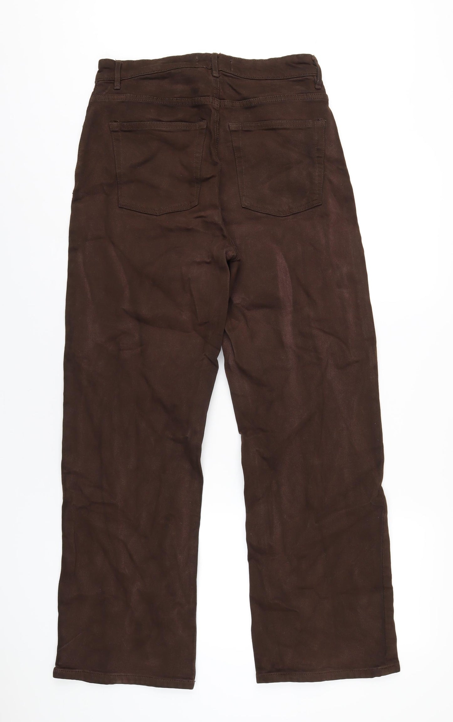 Denim & Co. Womens Brown Cotton Wide-Leg Jeans Size 12 L30 in Regular Zip