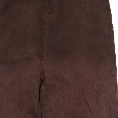 Denim & Co. Womens Brown Cotton Wide-Leg Jeans Size 12 L30 in Regular Zip