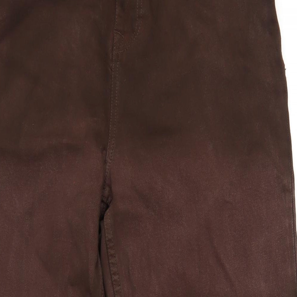Denim & Co. Womens Brown Cotton Wide-Leg Jeans Size 12 L30 in Regular Zip