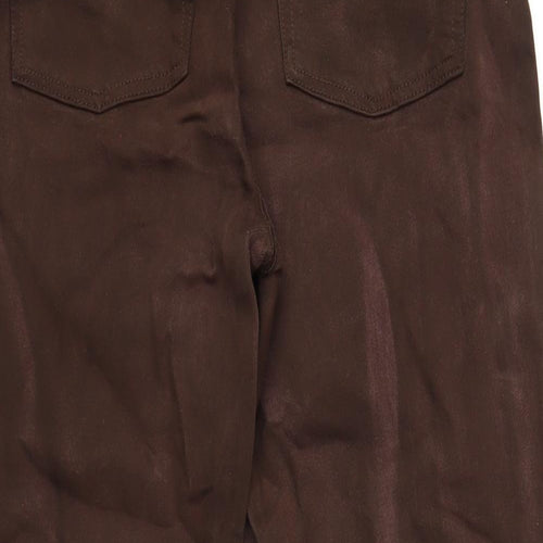 Denim & Co. Womens Brown Cotton Wide-Leg Jeans Size 12 L30 in Regular Zip