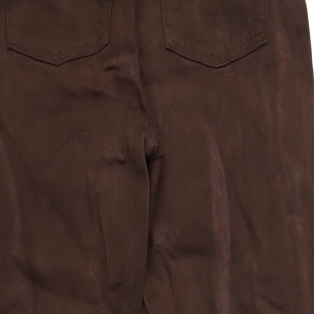 Denim & Co. Womens Brown Cotton Wide-Leg Jeans Size 12 L30 in Regular Zip