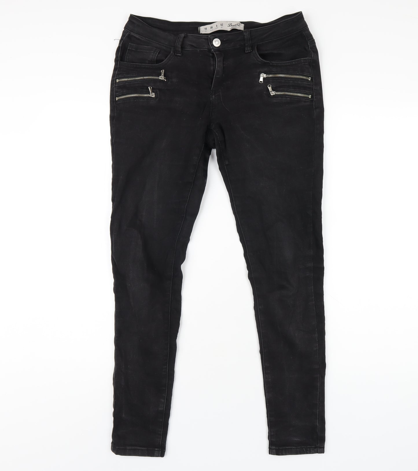 Denim & Co. Womens Black Cotton Skinny Jeans Size 10 L29 in Regular Zip