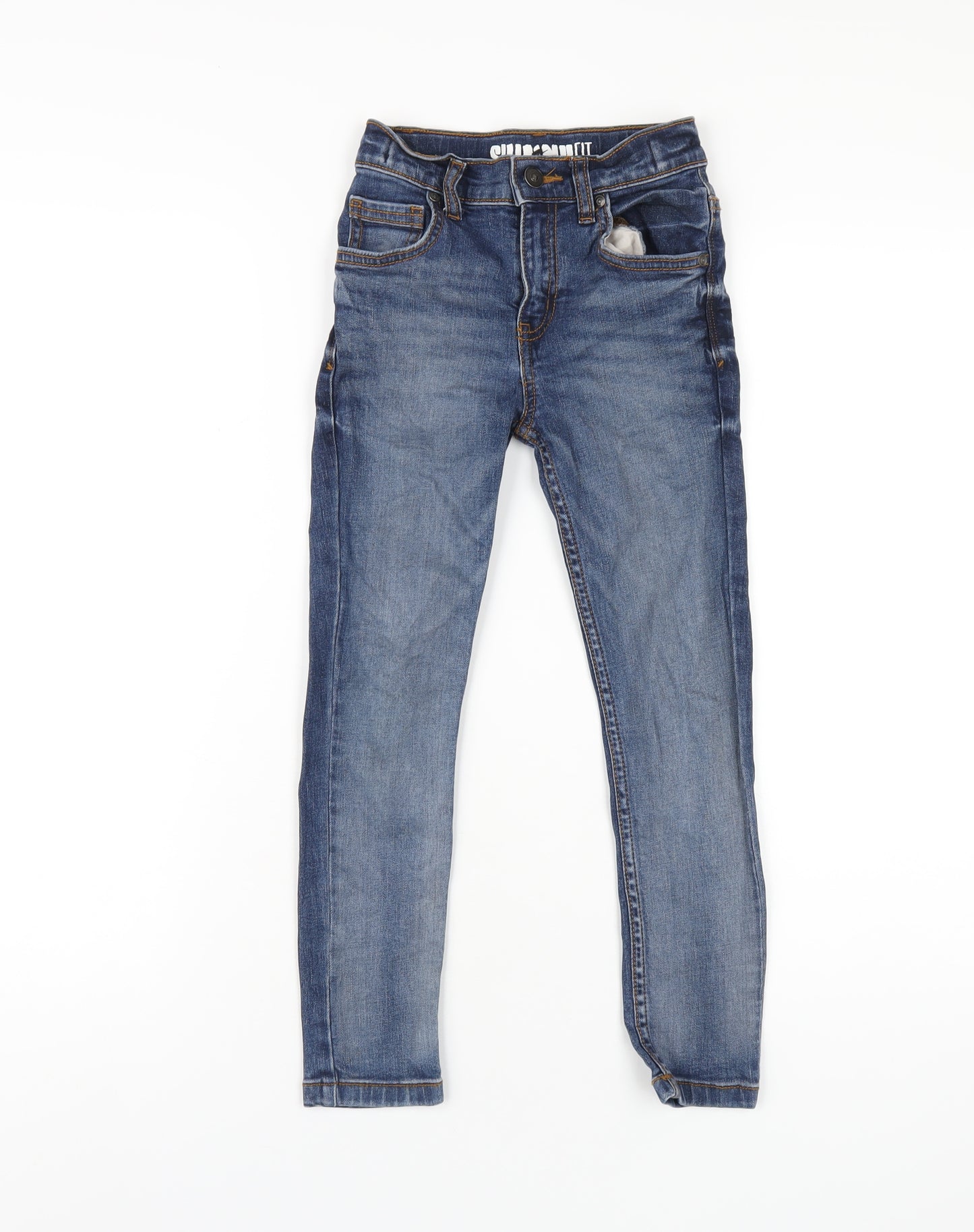 TU Boys Blue Cotton Skinny Jeans Size 7 Years L21 in Regular Zip