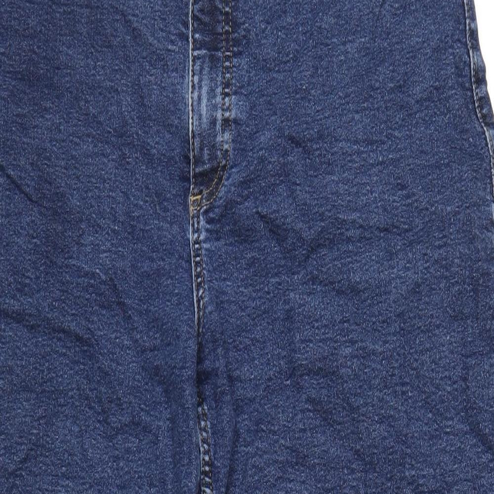 Mango Womens Blue Cotton Wide-Leg Jeans Size 14 L28 in Regular Zip