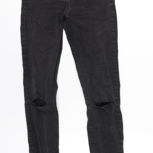 Zara Womens Black Cotton Skinny Jeans Size 8 L28 in Regular Zip