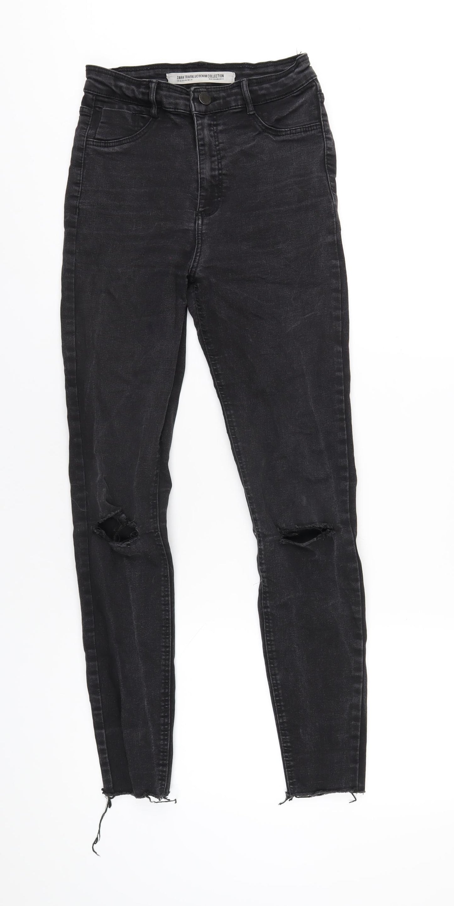 Zara Womens Black Cotton Skinny Jeans Size 8 L28 in Regular Zip