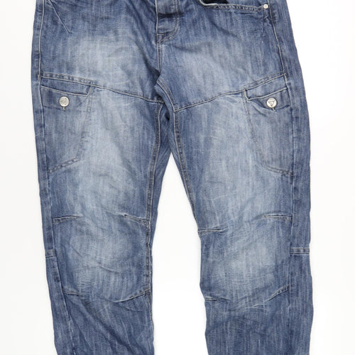 AIRWALK Mens Blue Cotton Tapered Jeans Size 36 in L30 in Regular Drawstring