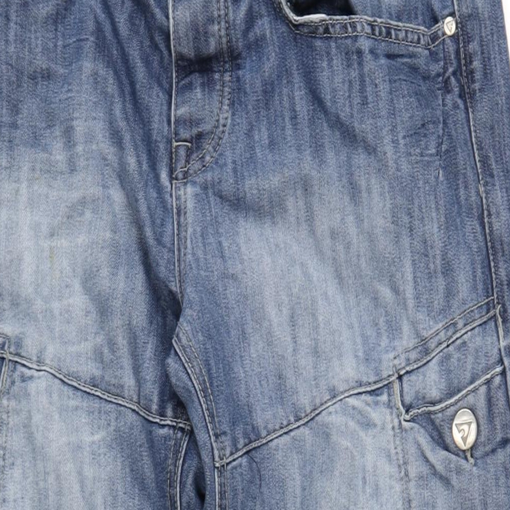 AIRWALK Mens Blue Cotton Tapered Jeans Size 36 in L30 in Regular Drawstring