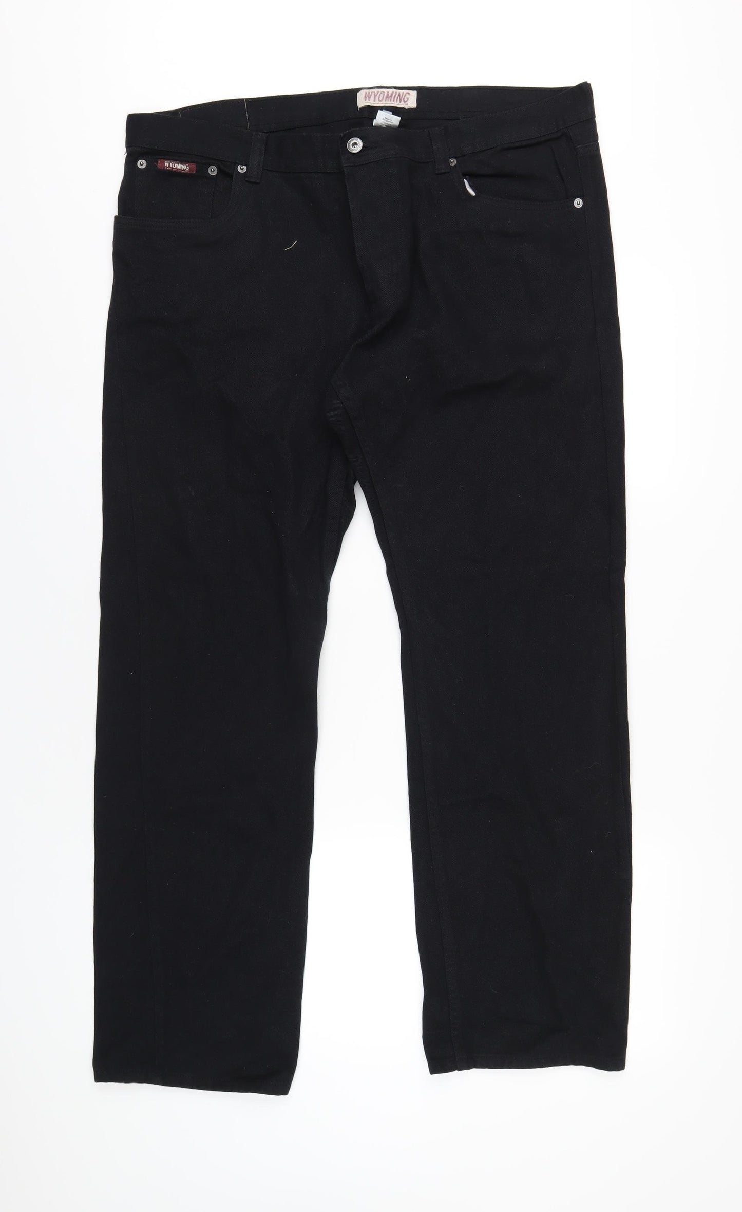 La Redoute Mens Black Cotton Straight Jeans Size 38 in L30 in Regular Button