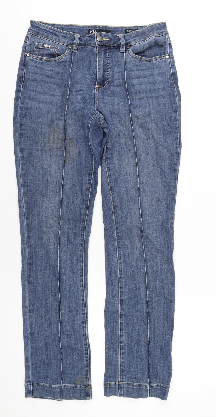 French Dressing Womens Blue Cotton Straight Jeans Size 10 L32 in Regular Zip