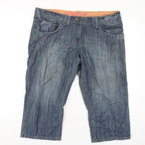George Womens Blue Cotton Skimmer Shorts Size 16 L20 in Regular Zip