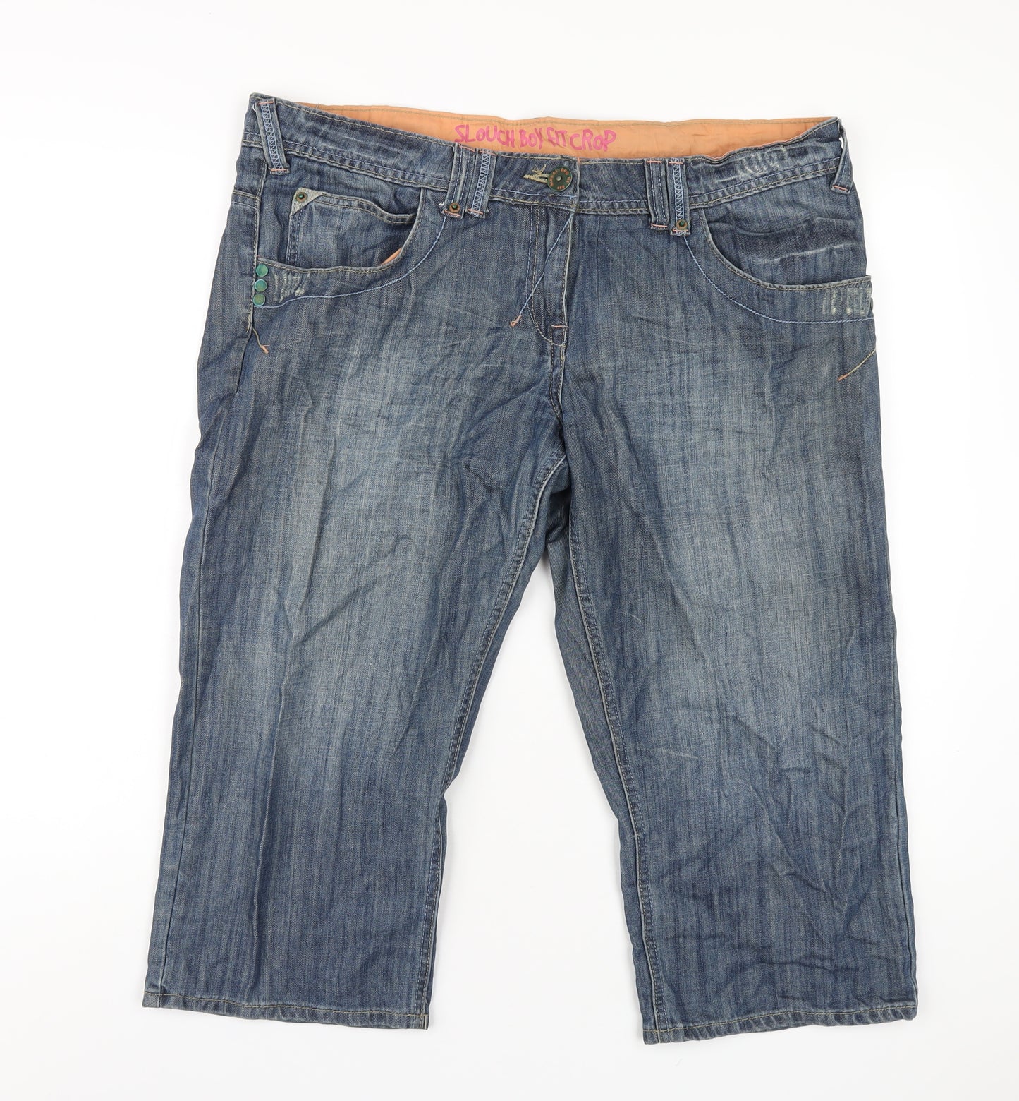 George Womens Blue Cotton Skimmer Shorts Size 16 L20 in Regular Zip