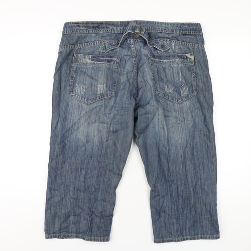 George Womens Blue Cotton Skimmer Shorts Size 16 L20 in Regular Zip