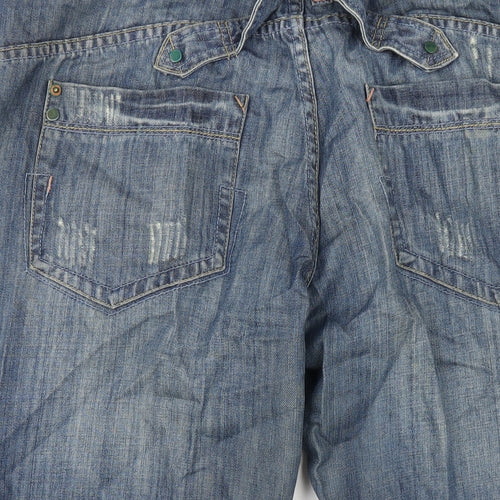 George Womens Blue Cotton Skimmer Shorts Size 16 L20 in Regular Zip