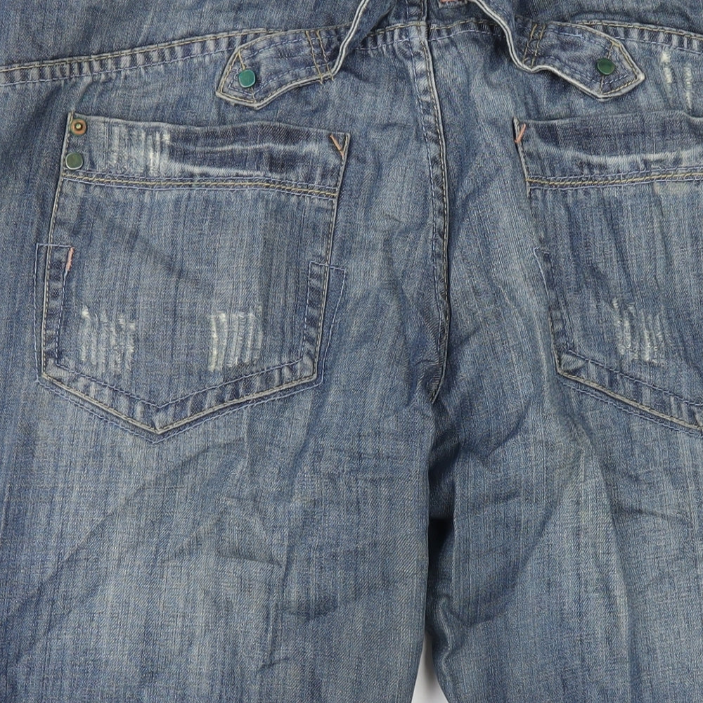 George Womens Blue Cotton Skimmer Shorts Size 16 L20 in Regular Zip