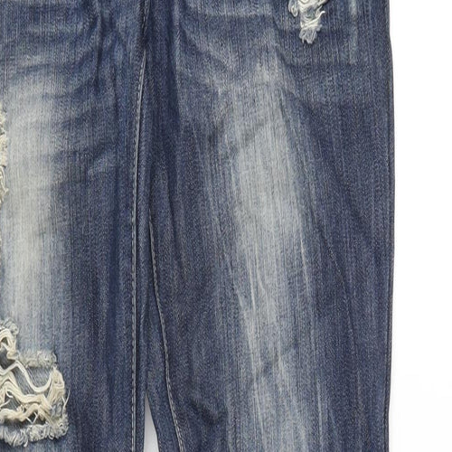 Blonde Heritage Womens Blue Cotton Straight Jeans Size 8 L32 in Regular Button