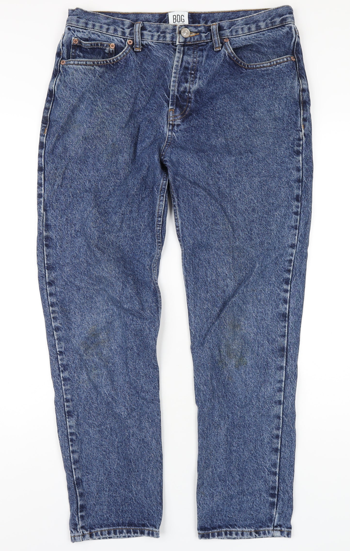 BDG Womens Blue Cotton Straight Jeans Size 32 in L32 in Regular Zip