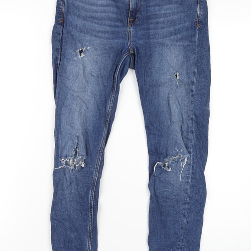 Zara Womens Blue Cotton Skinny Jeans Size 10 L27 in Regular Zip
