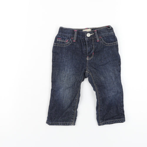 Gap Girls Blue Cotton Capri Jeans Size 6-9 Months Snap