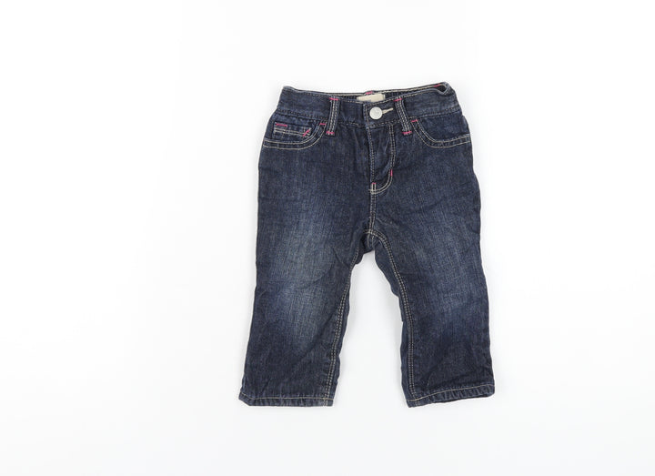 Gap Girls Blue Cotton Capri Jeans Size 6-9 Months Snap
