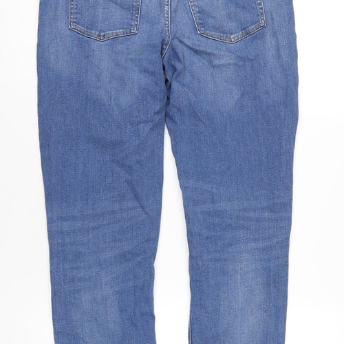 River Island Mens Blue Cotton Straight Jeans Size 32 in L32 in Regular Zip