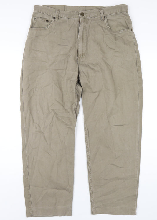 Armando Mens Beige Cotton Trousers Size 34 in L30 in Regular Zip