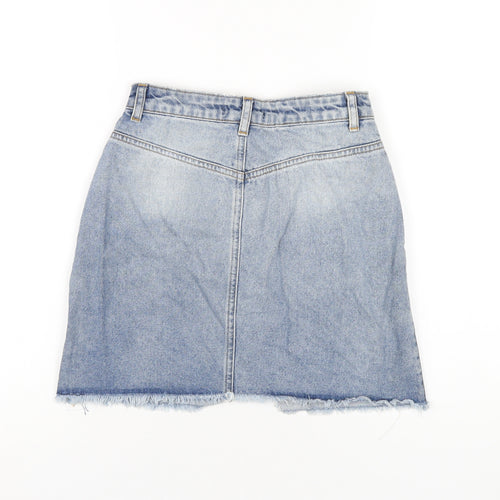 Missguided Womens Blue Cotton A-Line Skirt Size 6 Zip