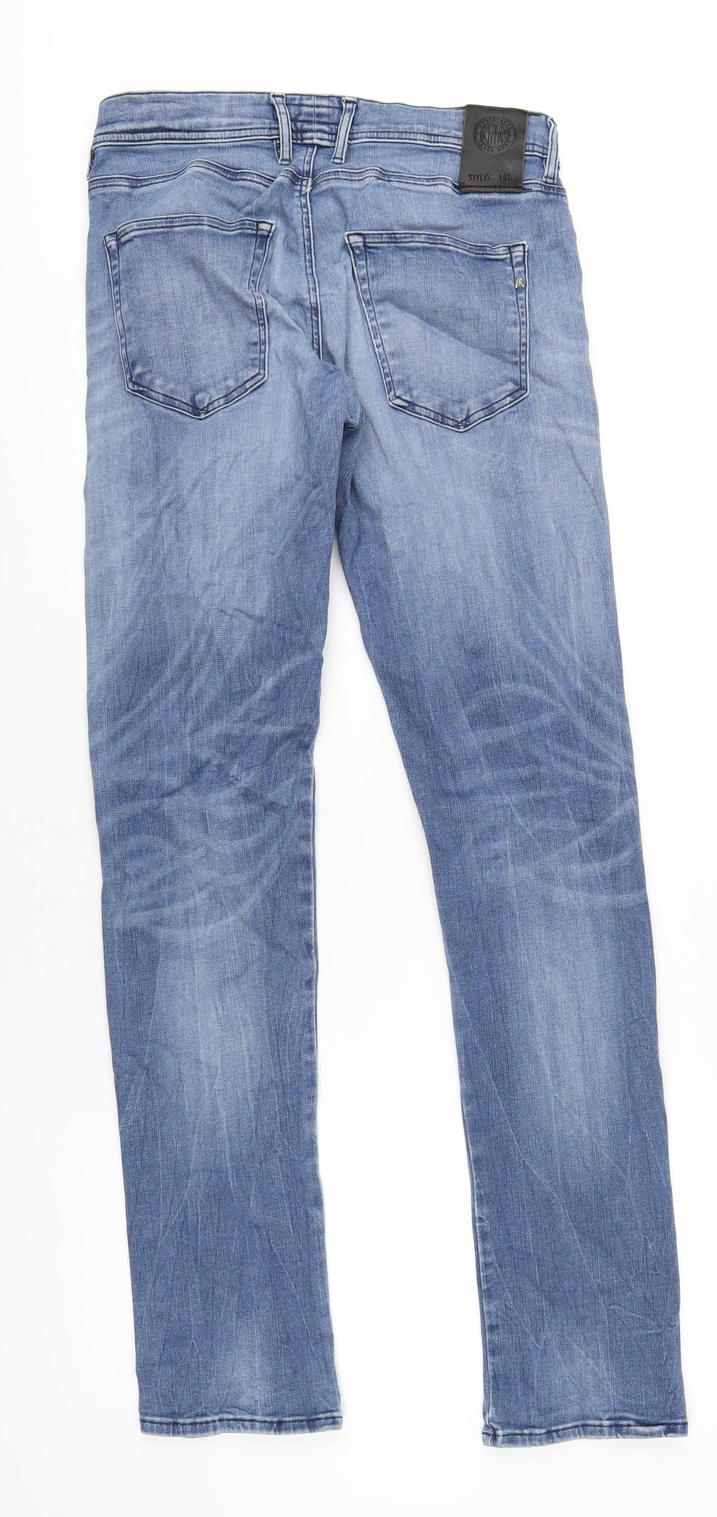 Replay Mens Blue Cotton Skinny Jeans Size 30 in L34 in Regular Zip