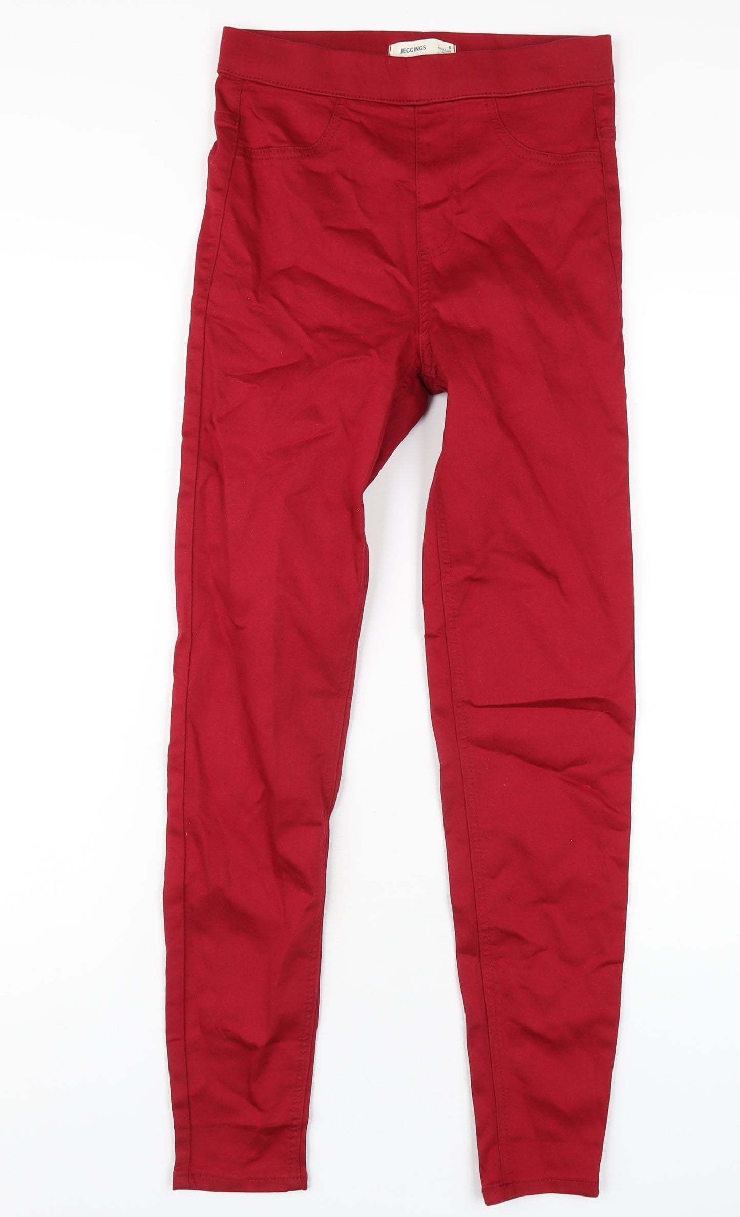 Marks and Spencer Womens Red Cotton Jegging Jeans Size 6 L28 in Regular