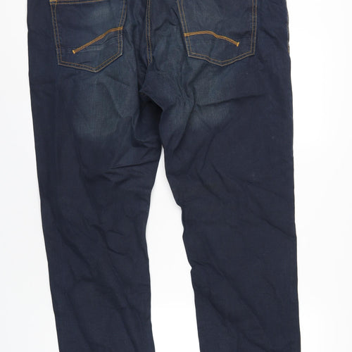 F&F Mens Blue Cotton Straight Jeans Size 42 in L30 in Regular Button