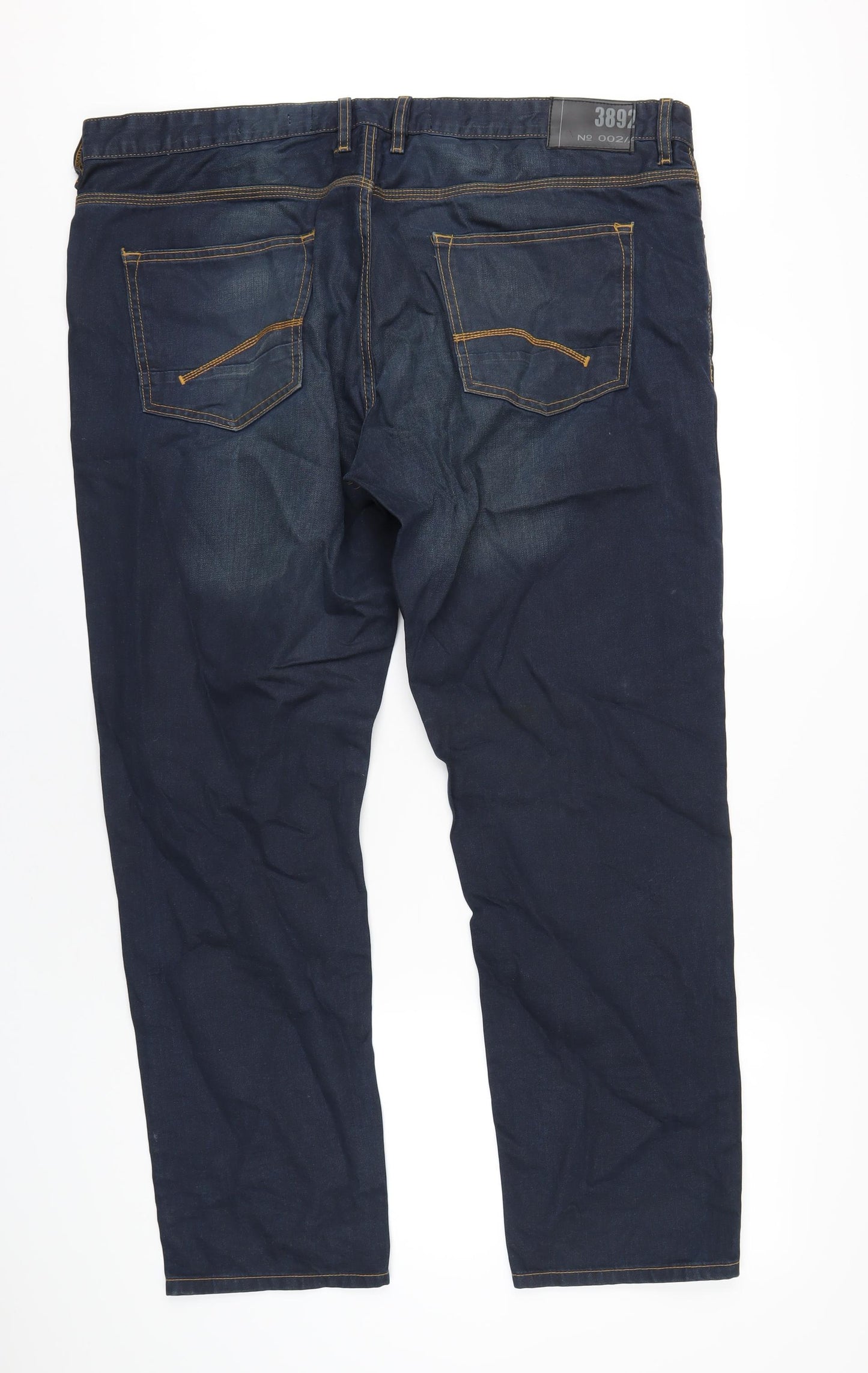 F&F Mens Blue Cotton Straight Jeans Size 42 in L30 in Regular Button