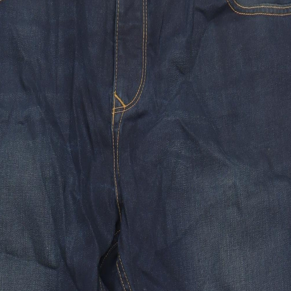 F&F Mens Blue Cotton Straight Jeans Size 42 in L30 in Regular Button