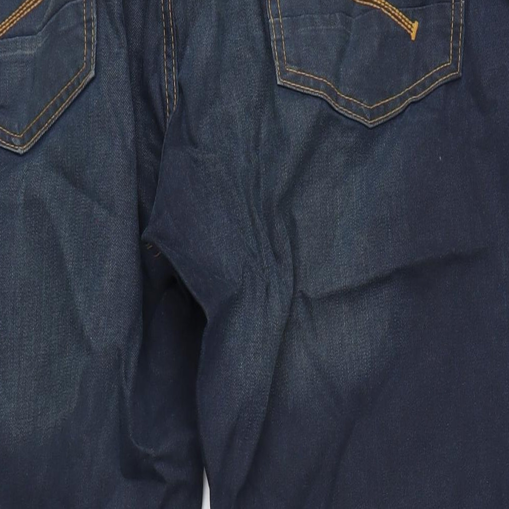 F&F Mens Blue Cotton Straight Jeans Size 42 in L30 in Regular Button