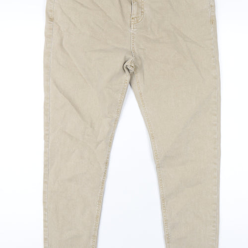Topshop Womens Beige Cotton Skinny Jeans Size 34 in L32 in Regular Zip